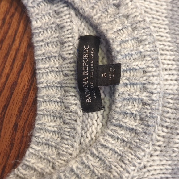 Banana Republic Alpaca/Merino Wool Italian Yarn Sweater Fair Isle Black/Gray S - Picture 2 of 9